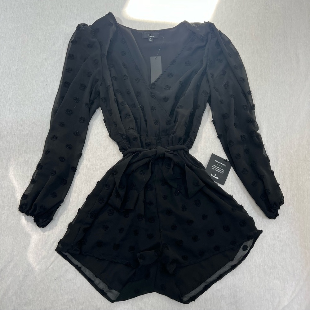 Lulus Polka Dot Black Flowy Dress